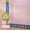 5 column family planner. 2025 year planner. 2025 family calendar. 100% recycled paper. made in the UK. Colourful and bold planner.