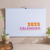 2025 Large Calendar. A3. Minimalist with pops of colour. 100% recycled paper. made in the UK.