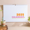 2025 Large Calendar. A3. Minimalist with pops of colour. 100% recycled paper. made in the UK.