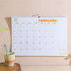 2025 Large Calendar. A3. Minimalist with pops of colour. 100% recycled paper. made in the UK.