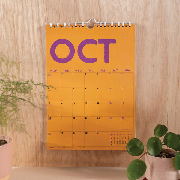 Close-up of Academic Calendar 2025–2026 Layout – Monday Start Grid, Bold Colour Palette