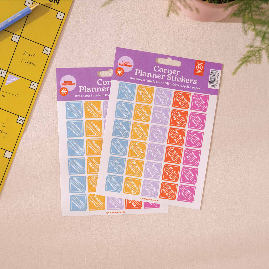 a5 sheet of corner planner stickers