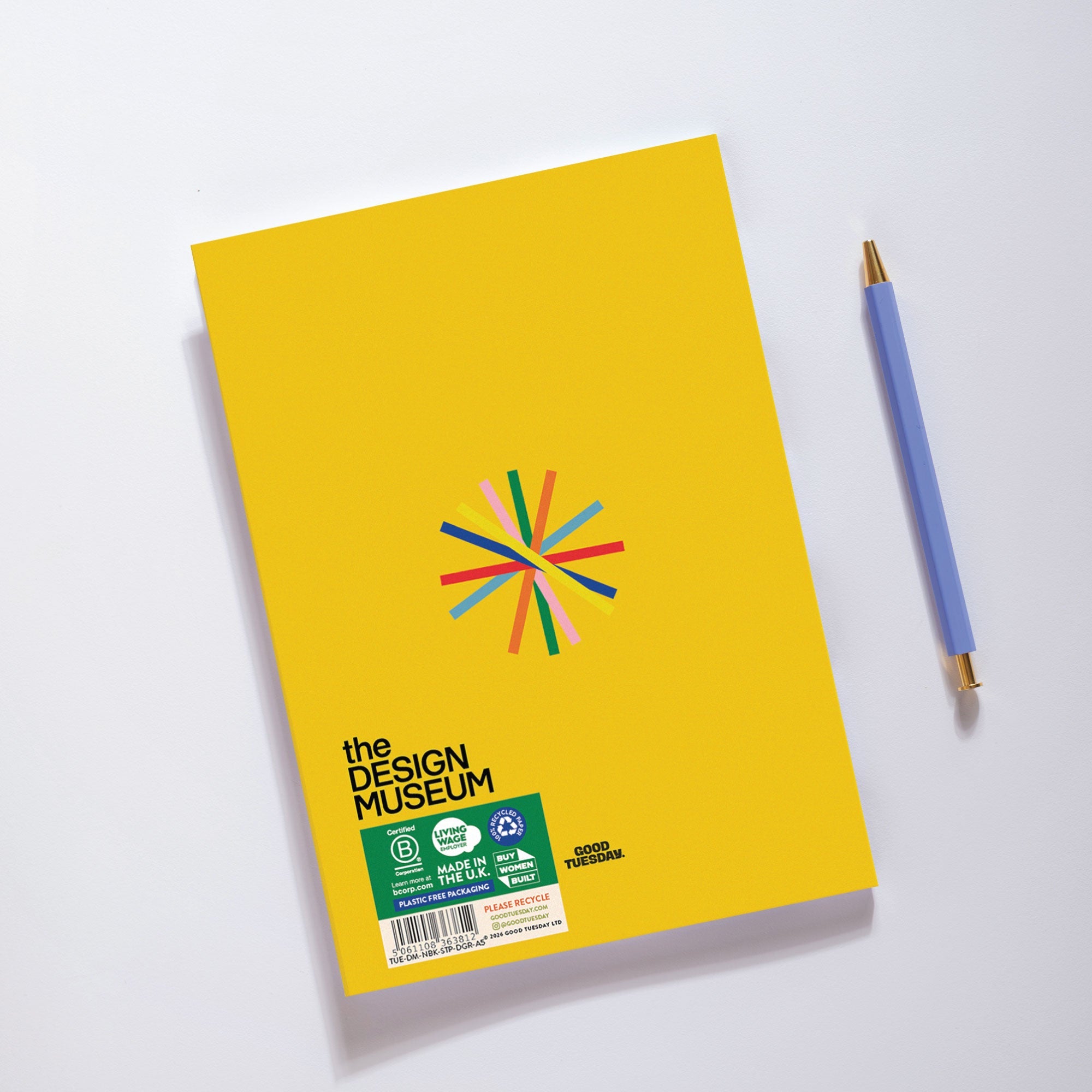 A5 Dotted Grid Design Museum Notebook, back cover, 100% recycled paper