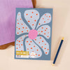 a5 lined notebook. 100% recycled paper notebook. made in the UK. bold, colourful, floral