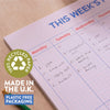 A4 weekly planner pad. weekly schedule. recycled paper. made in the UK. school days. back to school