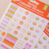 two sheets of family calendar planner stickers. Use on your calendar, wall planner, or in your diary. 100% Recycled Paper. Made in the UK.