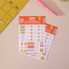 two sheets of family calendar planner stickers. Use on your calendar, wall planner, or in your diary. 100% Recycled Paper. Made in the UK.