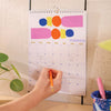 2025 calendar. A4 planner. Bold colours. recycled paper calendar. stationery made in the UK.