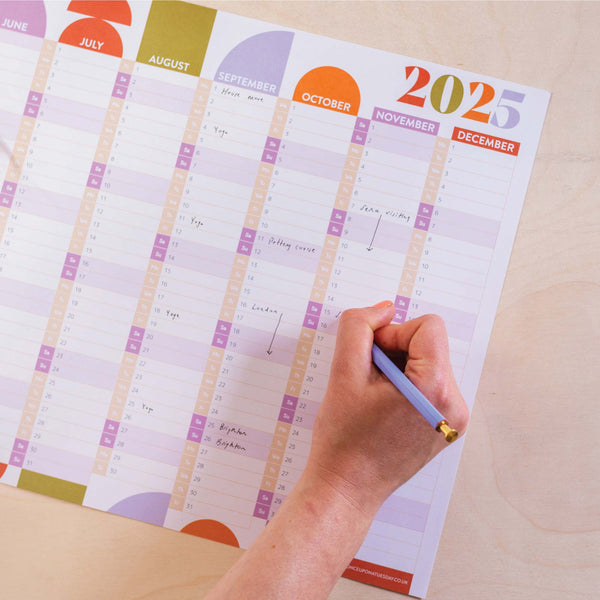 2025 compact calendar. 2025 colourful planner.