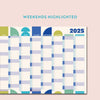 2025 compact calendar. 2025 colourful planner.