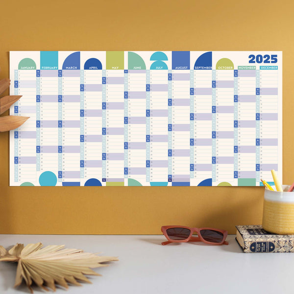 2025 compact calendar. 2025 colourful planner.