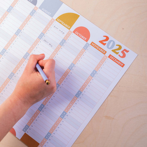 2025 compact calendar. 2025 colourful planner.