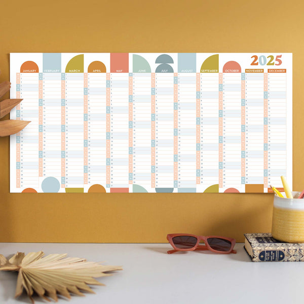 2025 compact calendar. 2025 colourful planner.