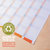 back to school planner. academic year planner 2024-2025. compact wall planner. 100% recycled paper. made in the UK.