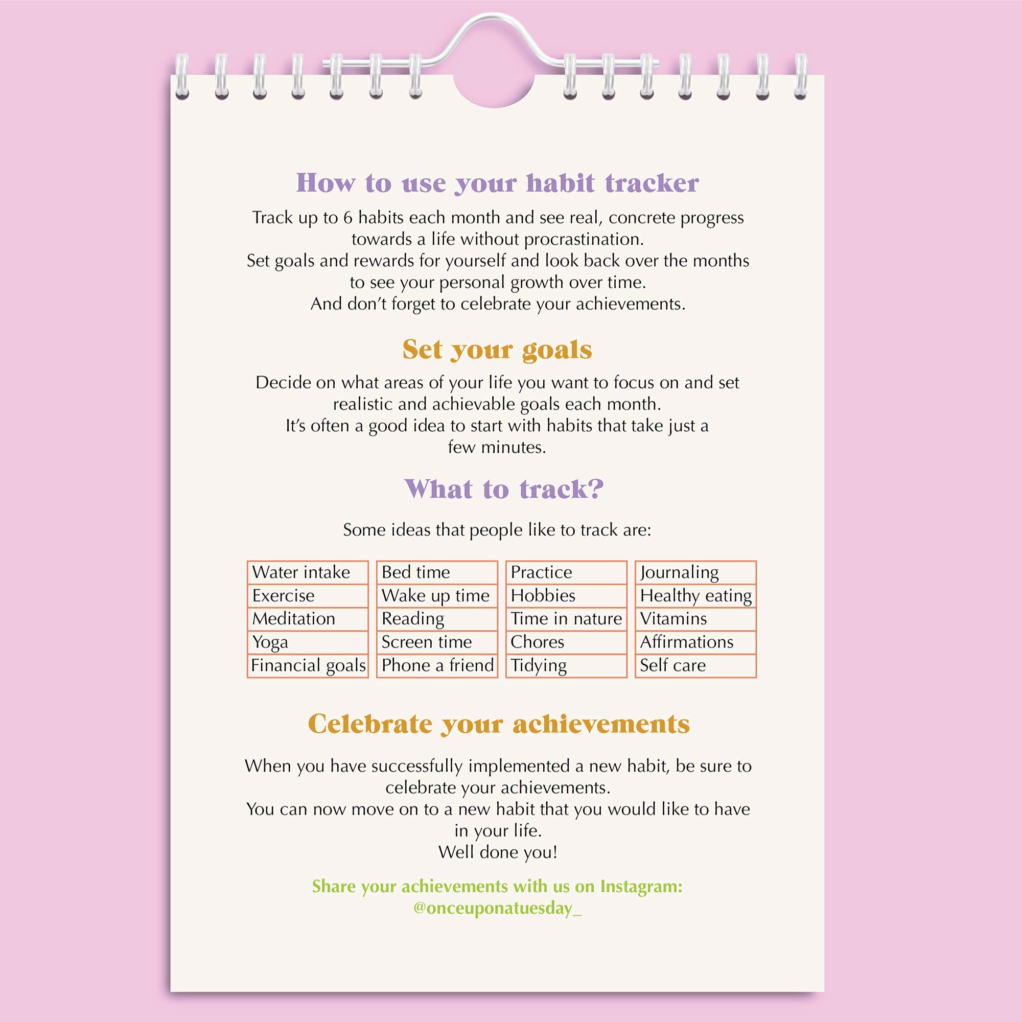 Monthly habit tracker notebook