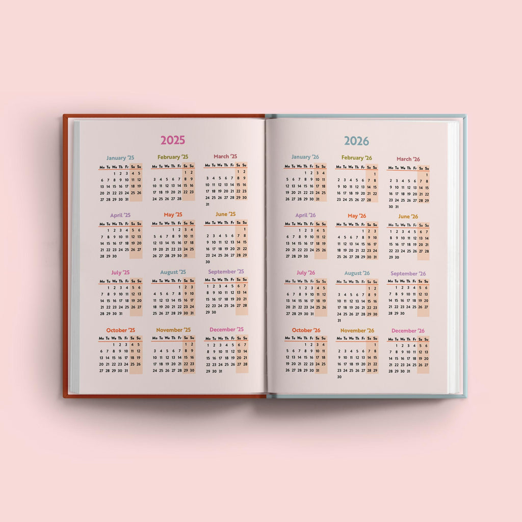 2025 week to view planner. annual diary. 100% recycled paper. made in the UK.