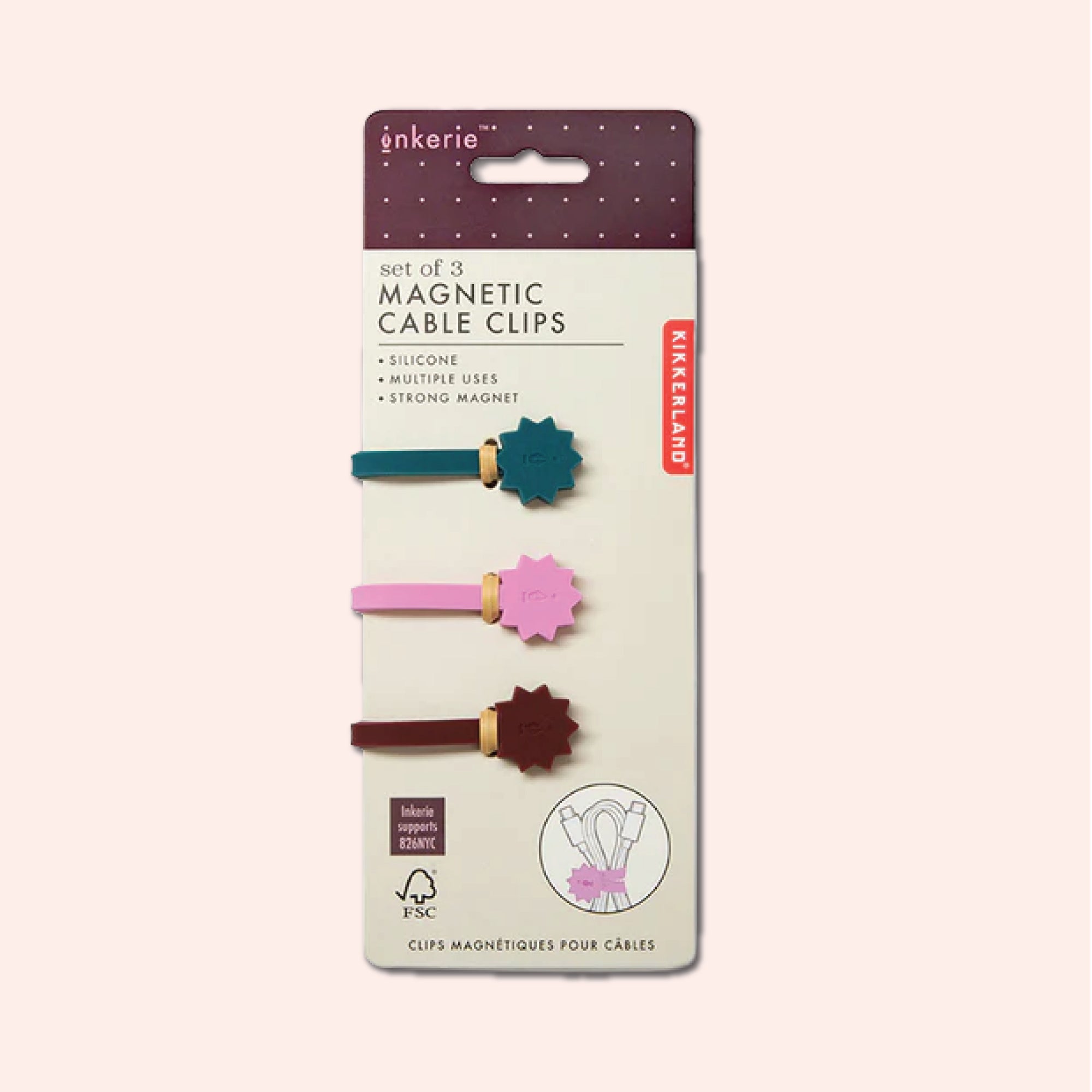 Kikkerland Inkerie magnetic cable clips, sold at Good Tuesday, for keeping cables tidy