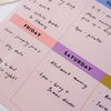 Large A3 Magnetic Weekly Planner with Rainbow Grid – Reusable fridge magnet planner for meal plans, events, and appointments. Designed and printed in the UK.