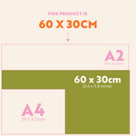 2026 Wall Planner measures 60cm by 30cm.