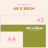 2026 Wall Planner measures 60cm by 30cm.