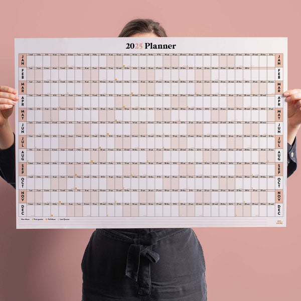 2025 year to view minimalist wall planner. 100% recycled paper. home planner. wfh calendar. work planner.