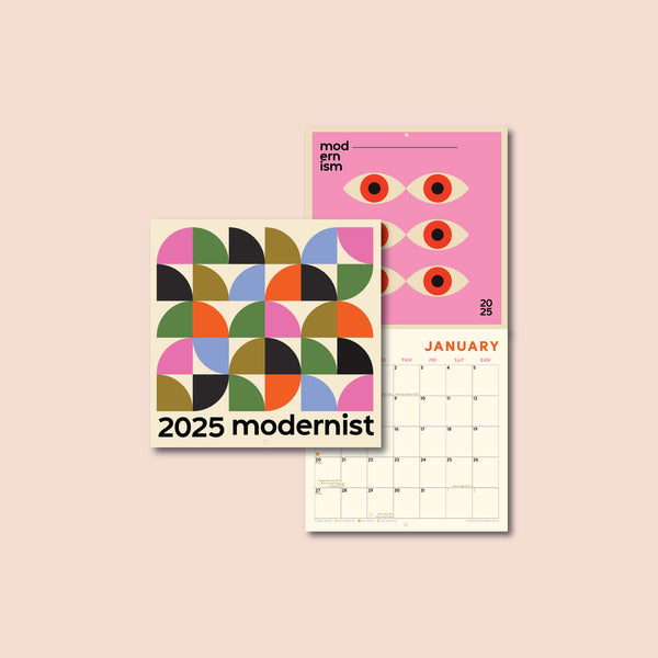 Abstract Art Calendar. 2025 compact square calendar. Art planner. illustrated calendar. 100% recycled paper. Made in the UK.