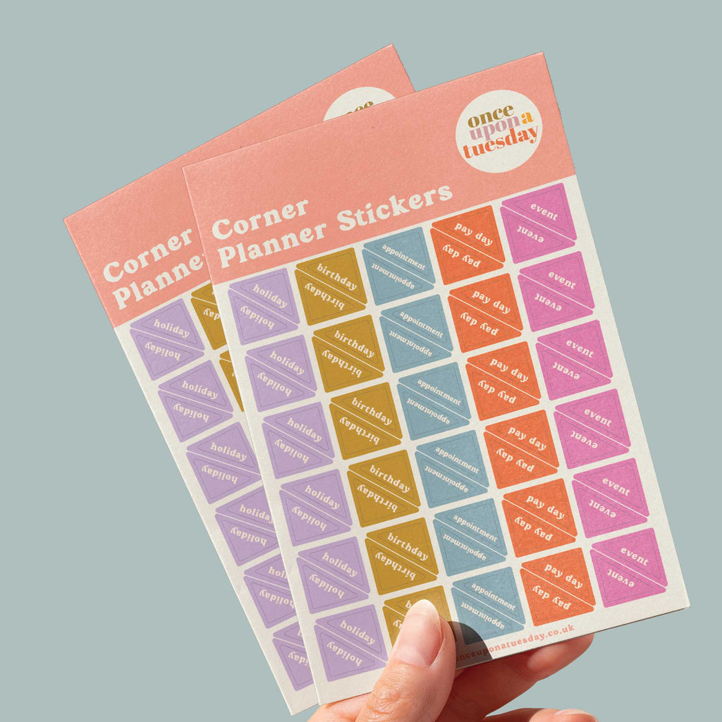 a5 sheet of corner planner stickers