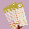 Two sheets of planner and calendar stickers. Use on your calendar, wall planner, or in your diary. 100% Recycled Paper. Made in the UK.