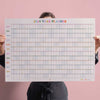 49x70cm colourful 2025 wall planner. 100% recycled paper and made in the UK.