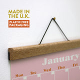 Oak wall planner magnetic hanger, A3, magnetic strips, string hanger