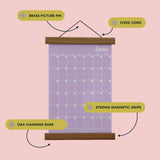 Oak wall planner hanger, A4 size, magnetic strips, string hanger. 