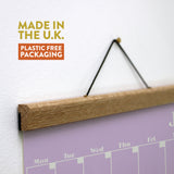 Oak wall planner hanger, A4 size, magnetic strips, string hanger. 