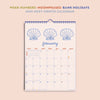 Close-up of 2025–2026 Academic Calendar Layout – Ocean Inspired Artwork, Monday Start Grid, Recycled Paper