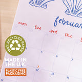 100% Recycled Paper Detail – Eco-Friendly Academic Year Calendar 2025–2026, Designed and Printed in the UK