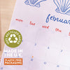 100% Recycled Paper Detail – Eco-Friendly Academic Year Calendar 2025–2026, Designed and Printed in the UK