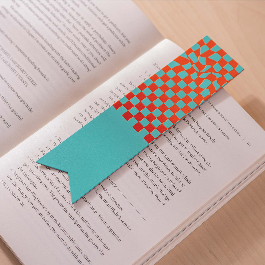 Colourful and metallic bookmark. Recycled Leather. handmade in the UK