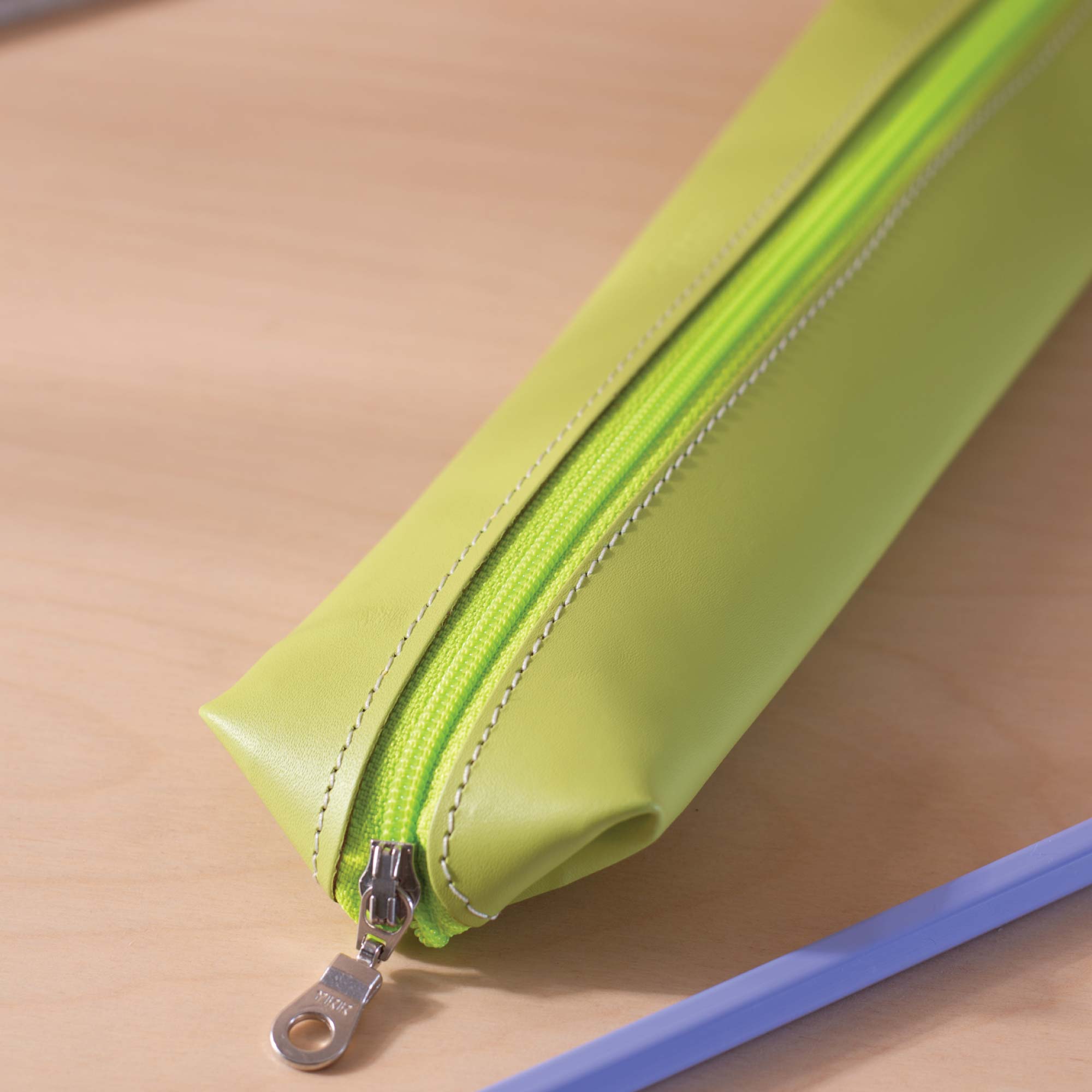 colourful pencil case. recycled leather. handmade in the UK.