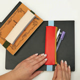 Kikkerland elasticated pen pouch close-up, showing the elastic closure