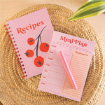 Kitchen Planner gift set with recipe journal, weekly meal planner, and peony blossom pen
