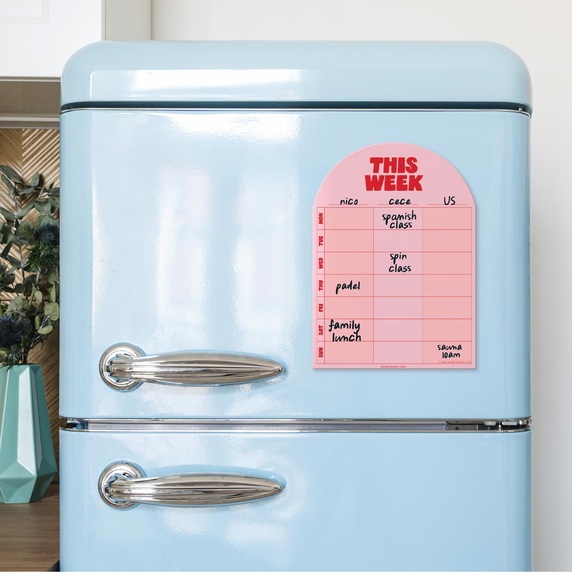 A4 Magnetic Pink & Weekly Planner Fridge Magnet Planner