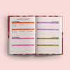 2024 - 2025 academic diary. Pink and Red Arches. Week to view. A5, hardcover journel. 100% recycled paper. Made in the UK.