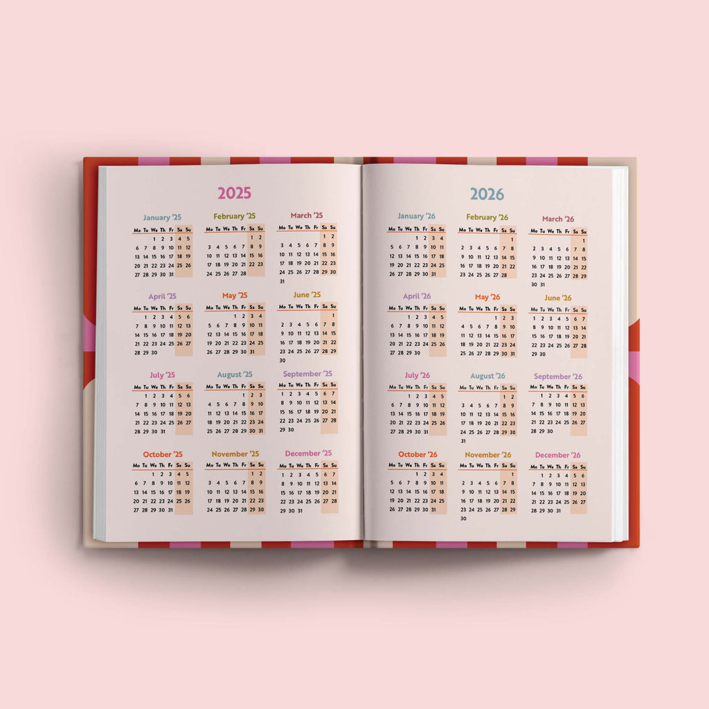 2025 week to view planner. annual diary. 100% recycled paper. made in the UK.