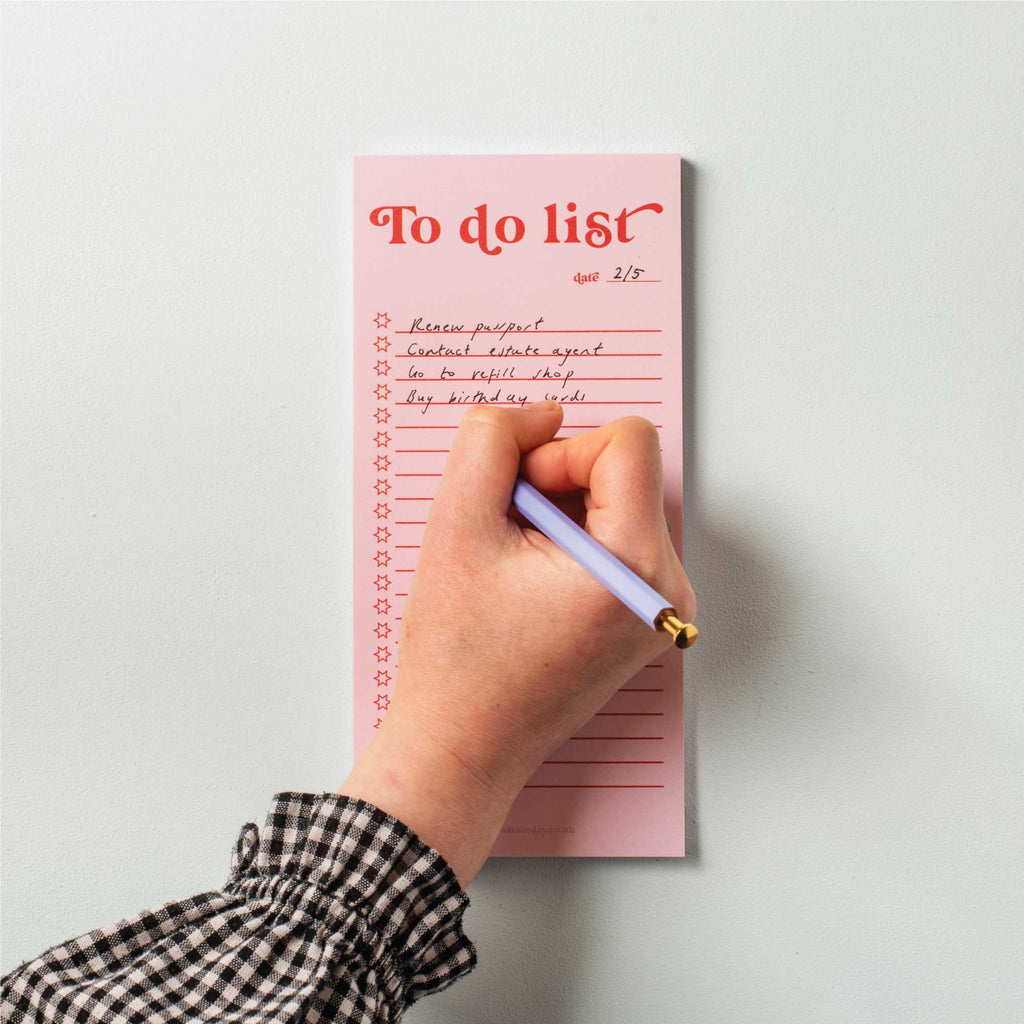 slim, compact to do list. recycled paper. priority list. colourful to do list. magnetic to do list.