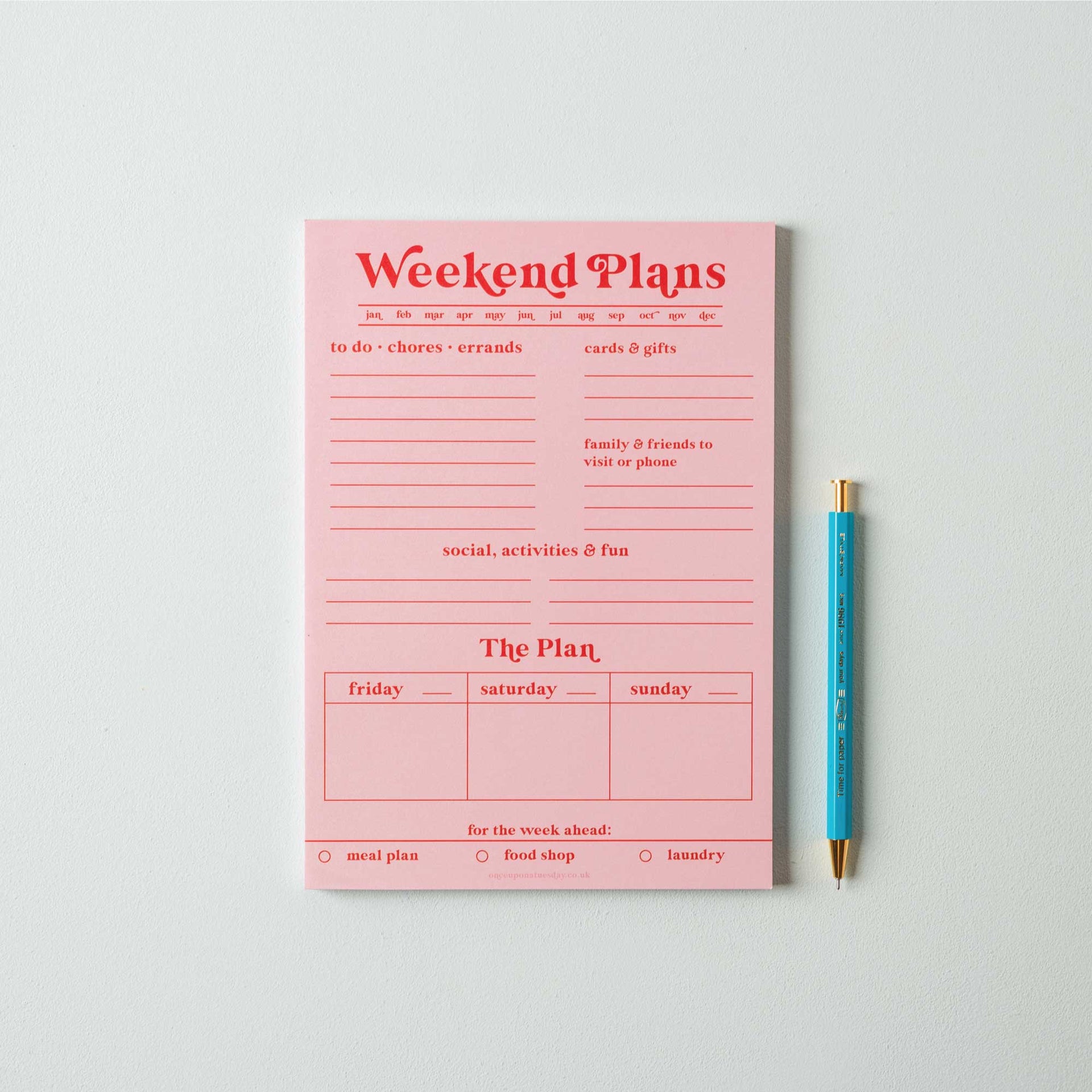 Weekend Planner Pad A5 Pink &