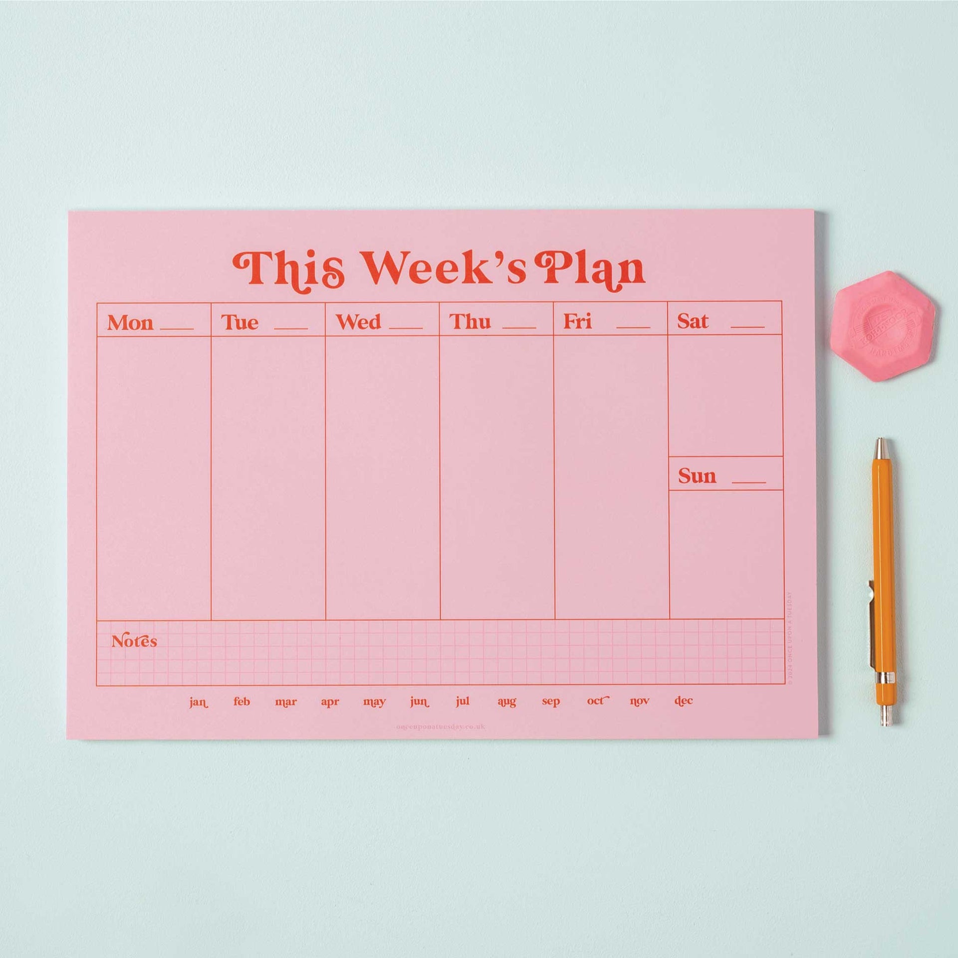 A4 Weekly Planner Pad Pink &