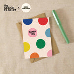 Polka Design Museum Thank You Card, A6, primary-coloured polka dots