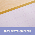 a4 monthly planner pad. use for fitness, school, work and family life. 52 pages. 100% recycled paper. made in the UK.