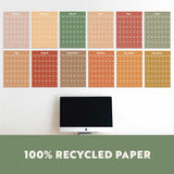 Large Monthly Undated A3 Wall Planner | 12 Pages | Muted