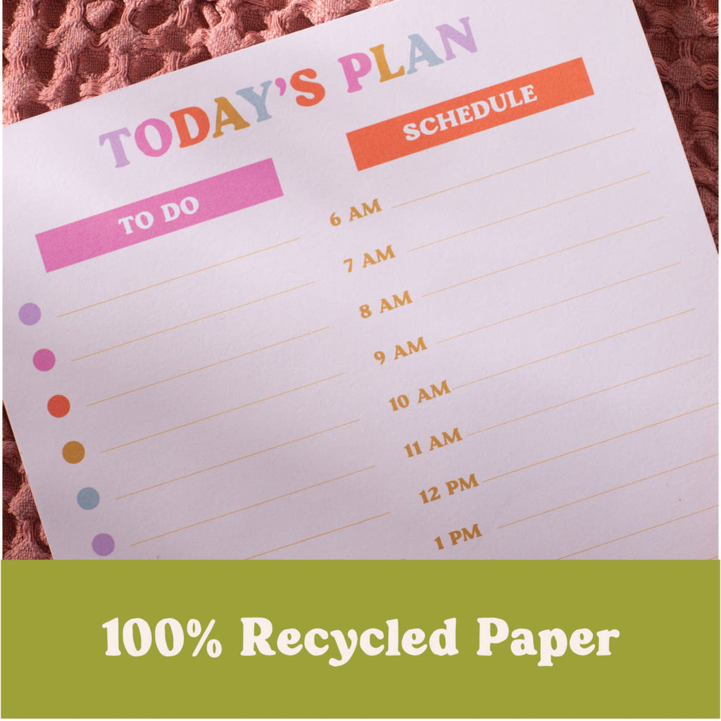 A5 Daily Planner in our popular You Got This colourful design. Take control of your day with this time blocking and to-do list desk pad. 100% Recycled and Made in the UK.