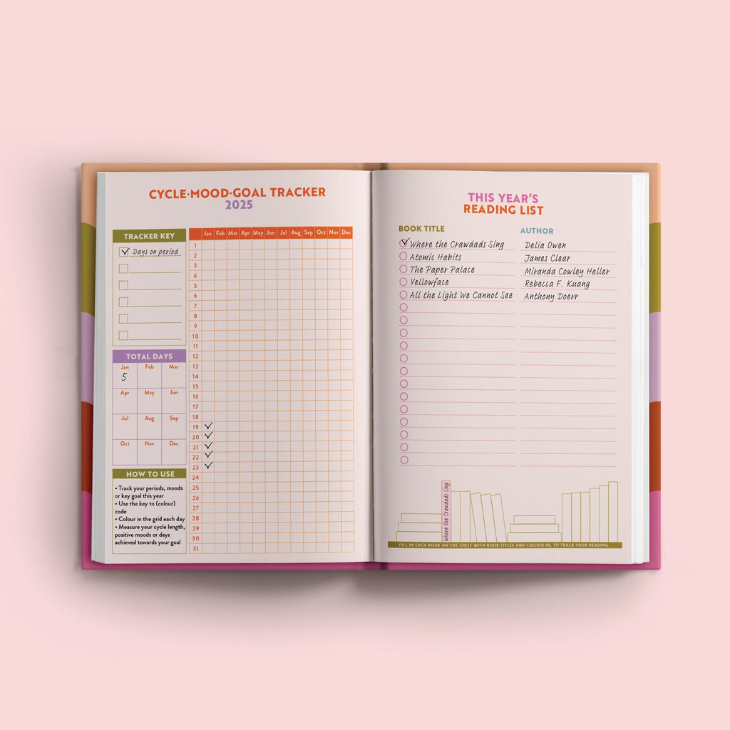 2025 week to view planner. annual diary. 100% recycled paper. made in the UK.